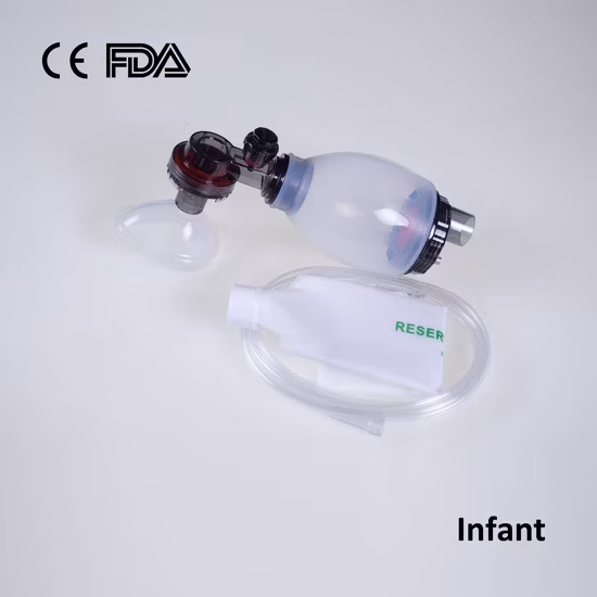 再利用可能なシリコンアンビューバッグ、CE、FDAを備えた手動蘇生バッグ工場、成人、小児、子供サイズ用